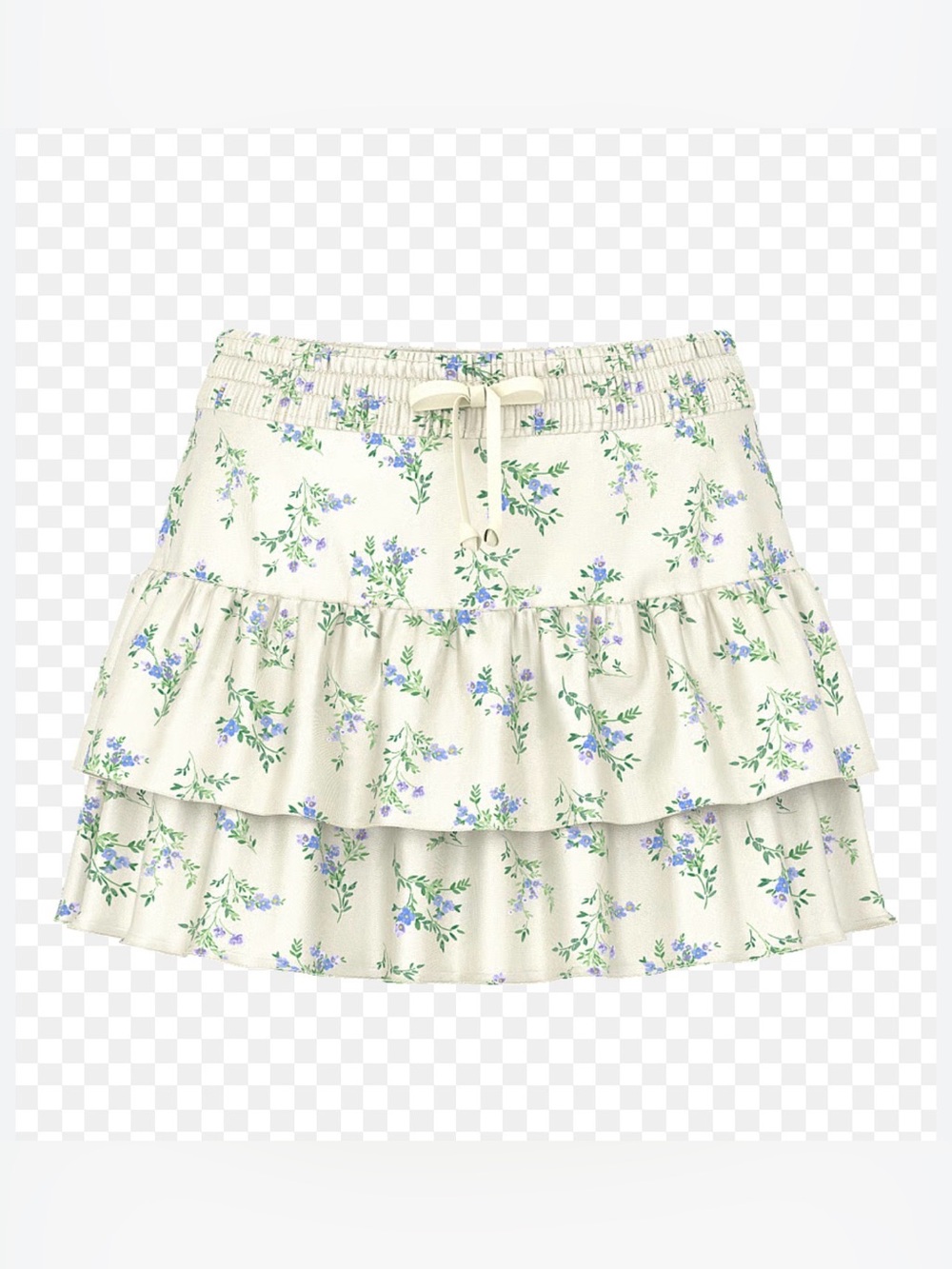 NWT VICTORIAS SECRET Cream Floral Tiered Ruffle SKORT